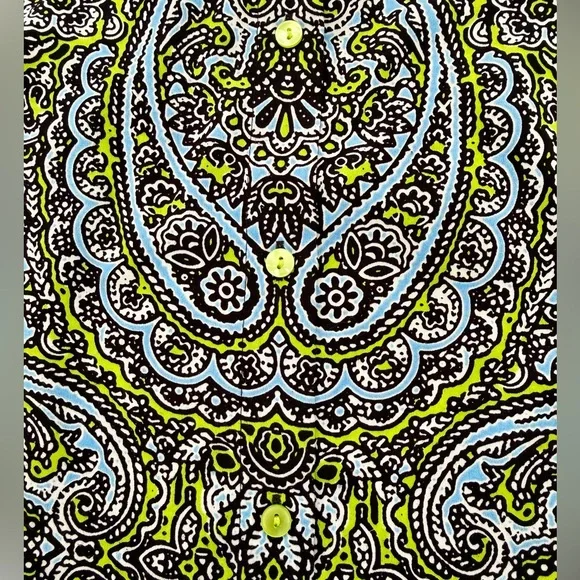 Jones New York Green Blue Black Paisley Button Up Blouse Size 3X EUC - Picture 6 of 8